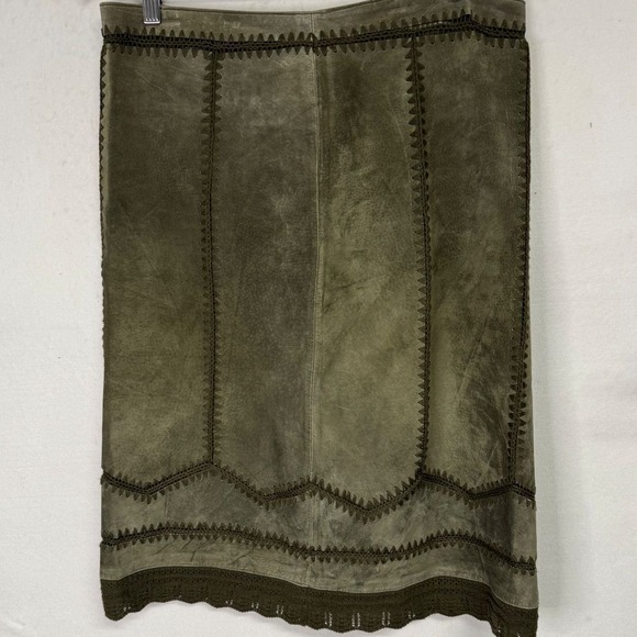 Provence‎ | 100% suede green leather | lined skirt | size 12 | zip up - Picture 1 of 6